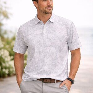 Travis Mathew Mens Stay On Target Golf Polo Floral Stripe Stretch Size XL